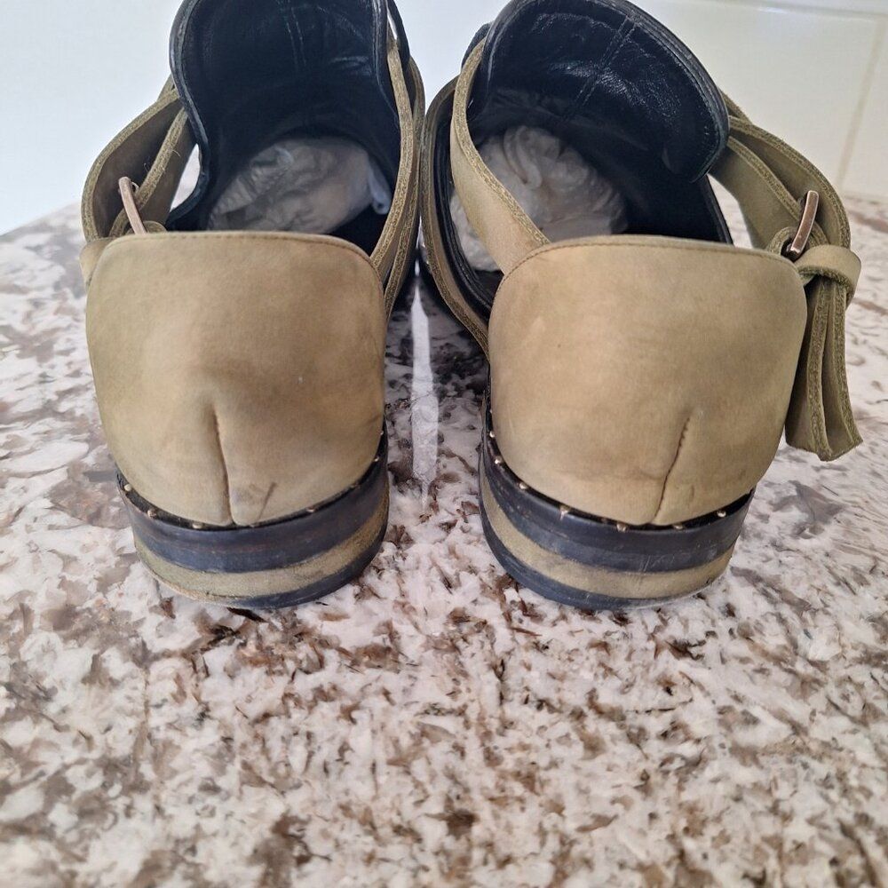 Freda Salvador Ankle Wrap Loafers boots Black Green Size 7 - Picture 3 of 12